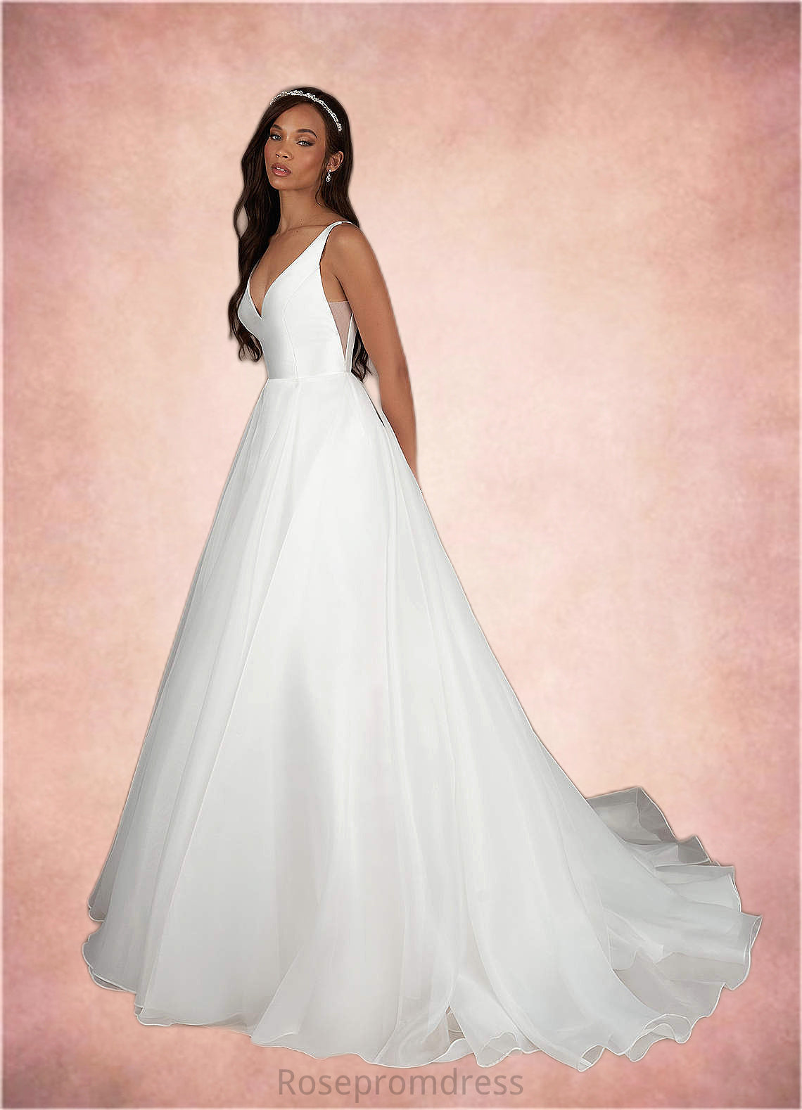 Megan A-Line Organza Chapel Train Dress SRSP0020069