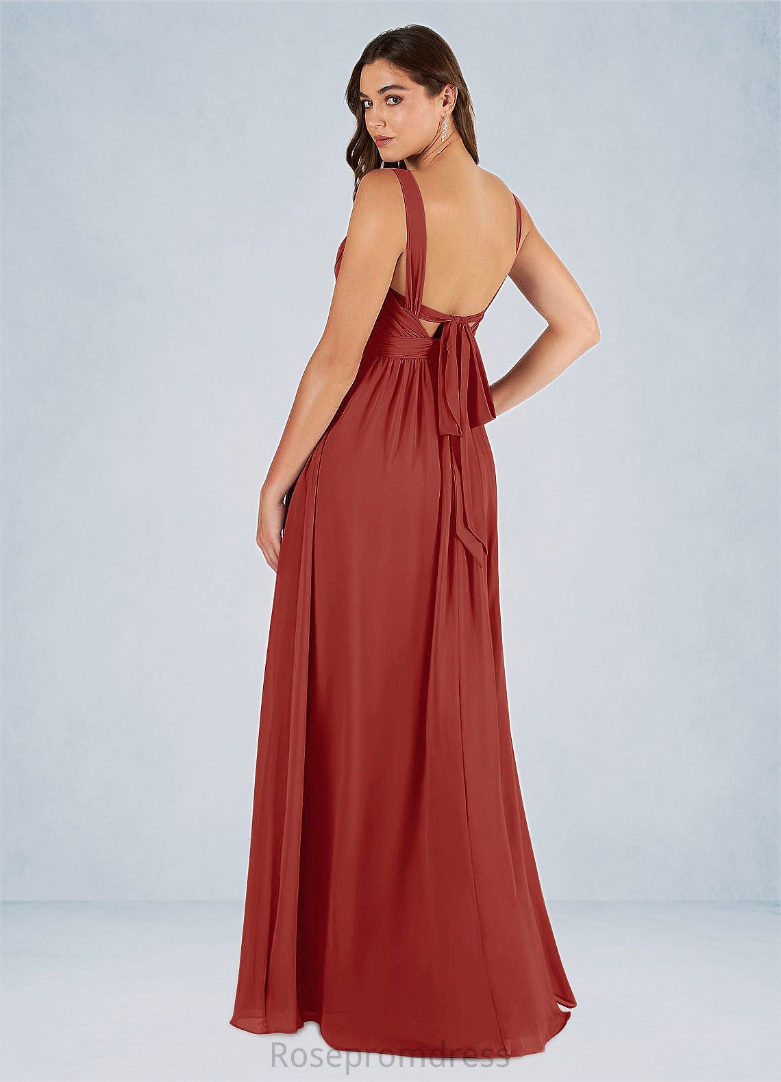 Audrey A-Line Pleated Chiffon Floor-Length Dress SRSP0019643