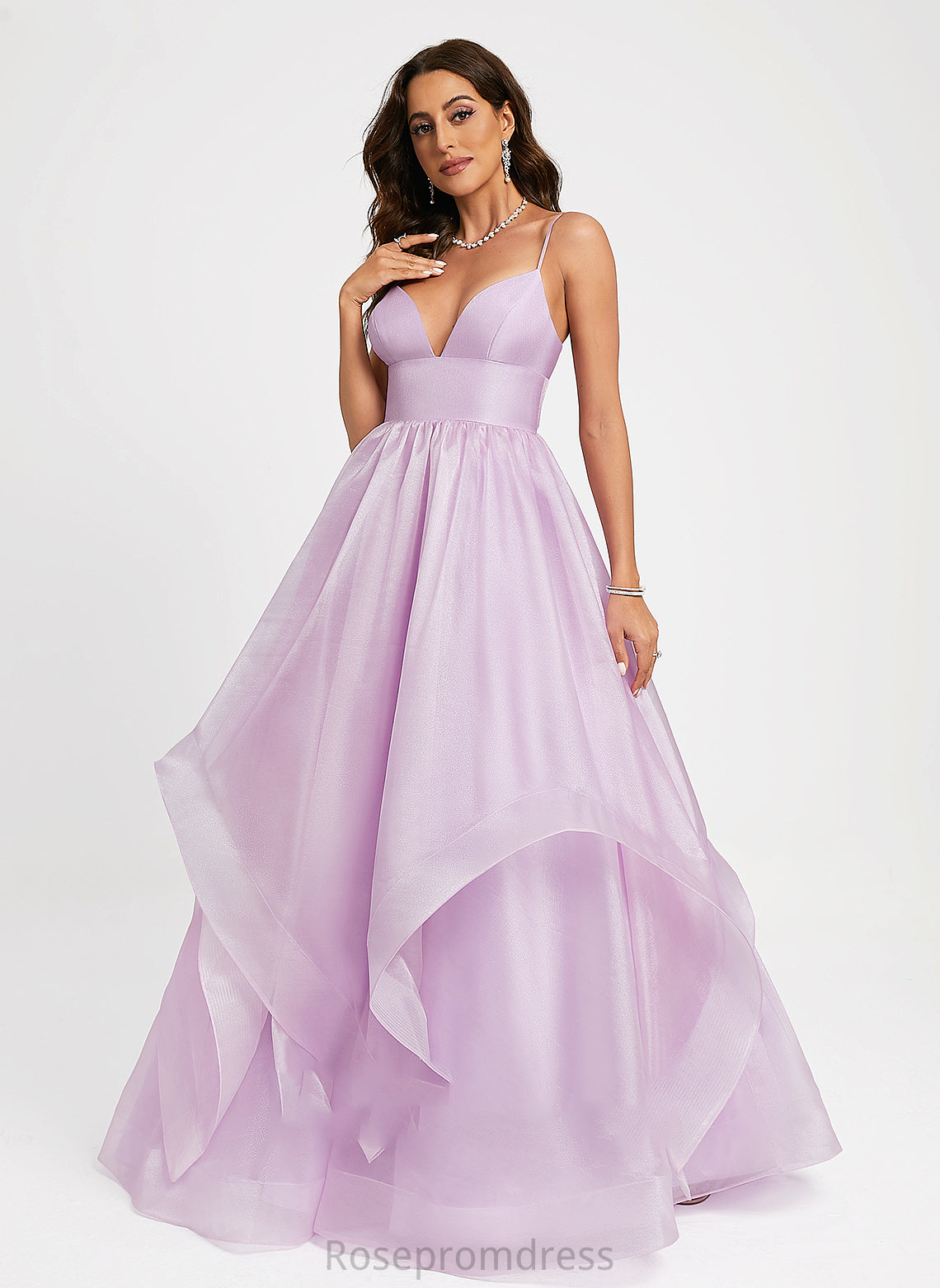 Prom Dresses Sweep V-neck Train Ball-Gown/Princess Organza Nina