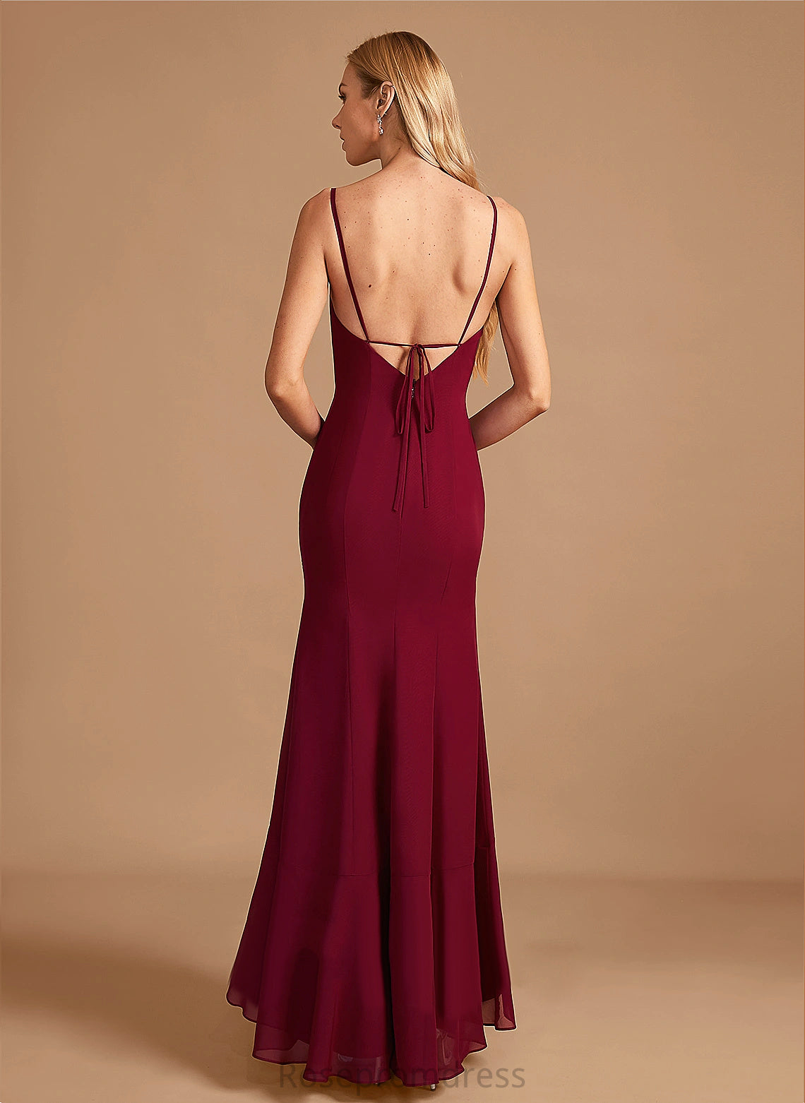 Floor-Length Trumpet/Mermaid Silhouette Neckline Straps&Sleeves Square Length Fabric Miah Bridesmaid Dresses