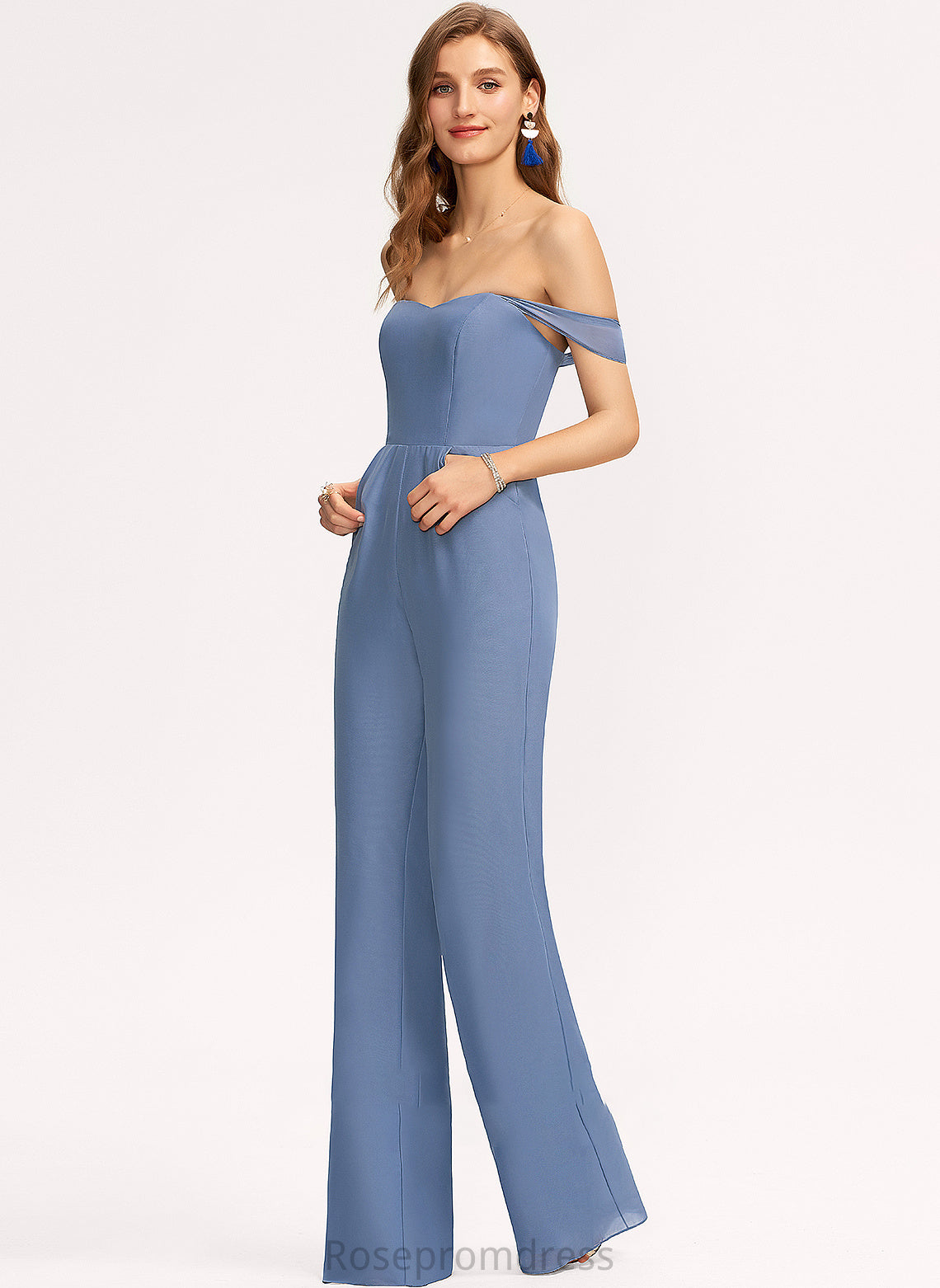 Off-the-Shoulder Pockets Straps Floor-Length Length Fabric Embellishment Neckline Nina A-Line/Princess Off The Shoulder Floor Length Bridesmaid Dresses