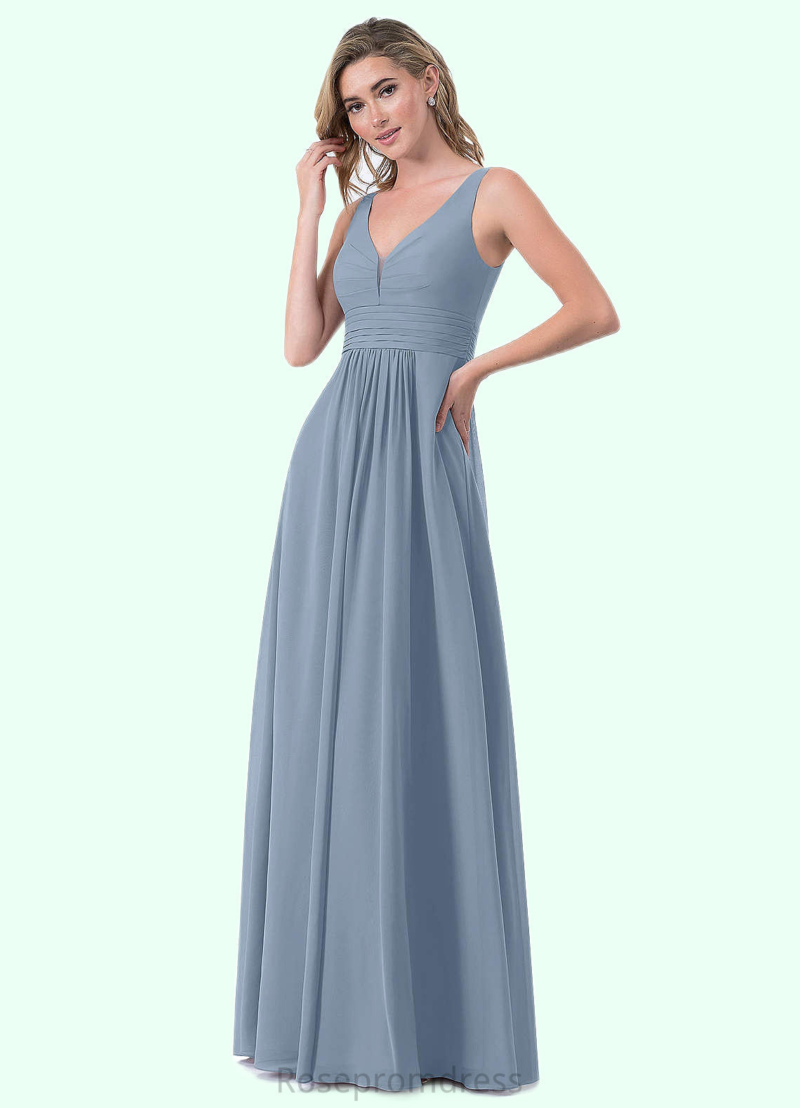 Isabella A-Line Pleated Chiffon Floor-Length Dress SRSP0019753