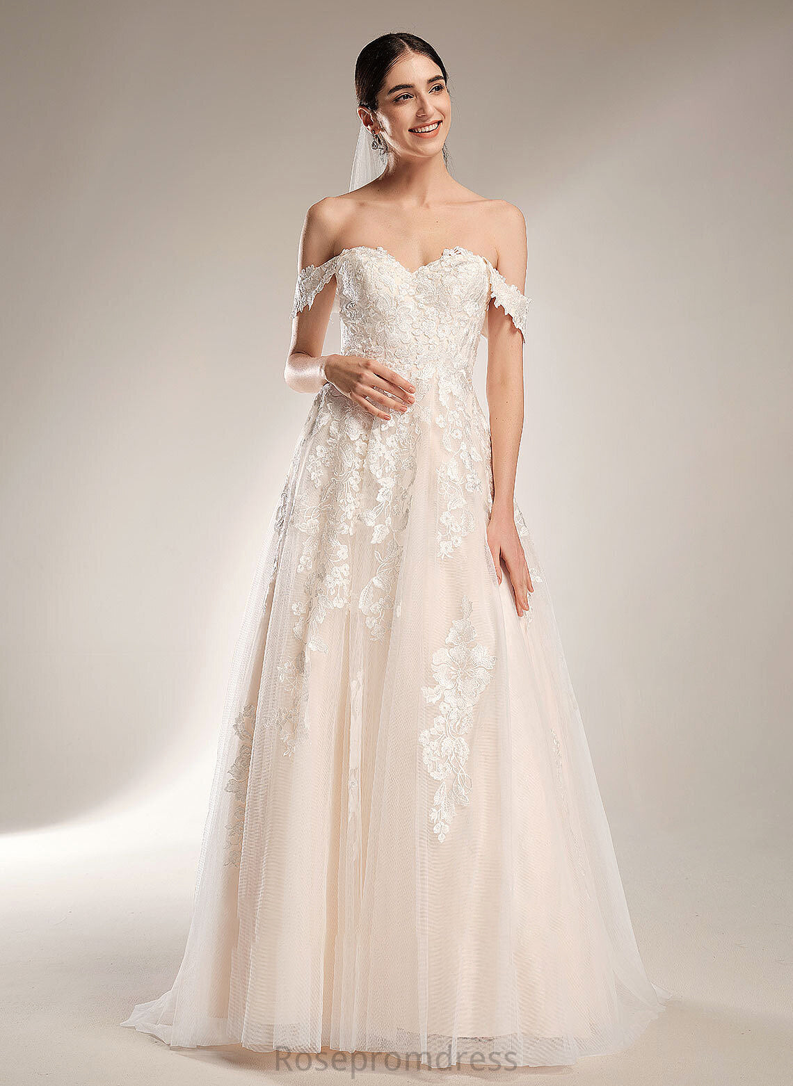 Kristina Off-the-Shoulder Ball-Gown/Princess Chapel Wedding Dresses Wedding Train Dress