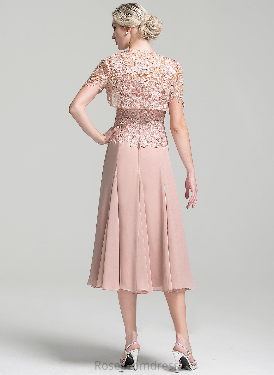 Neckline Dress Mother of the Bride Dresses Tea-Length the Mother Laila Chiffon Bride Square A-Line of
