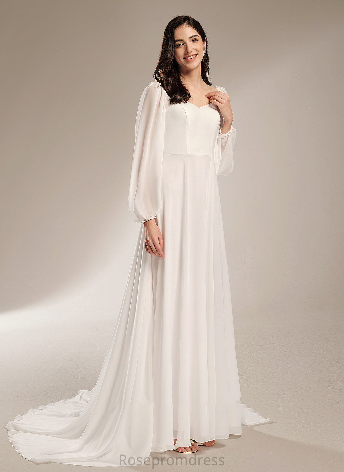 Front Wedding V-neck Chapel With A-Line Split Wedding Dresses Train Dress Amaris