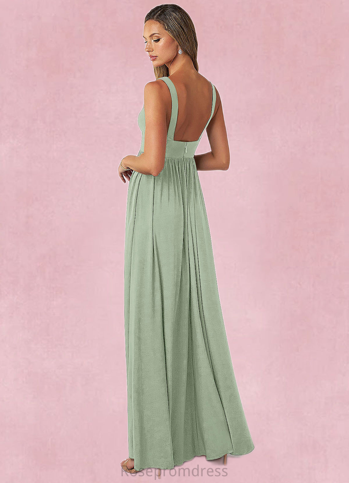 Peyton A-Line Pleated Luxe Knit Floor-Length Dress SRSP0019786