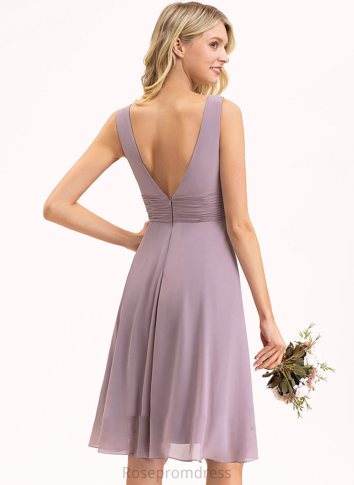 Neckline V-neck Silhouette Length Fabric Embellishment A-Line Ruffle Asymmetrical Mavis Bridesmaid Dresses