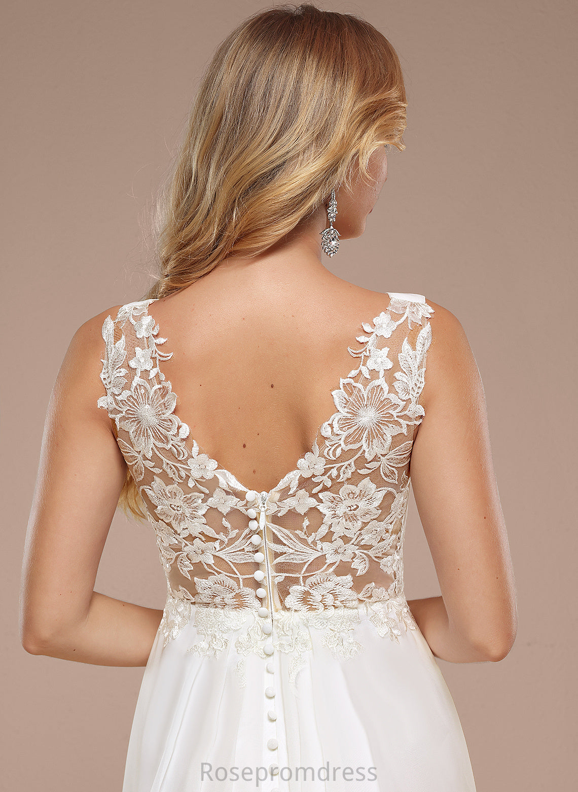 Floor-Length With Wedding Dresses Chiffon Ryleigh Wedding Sequins V-neck A-Line Lace Dress