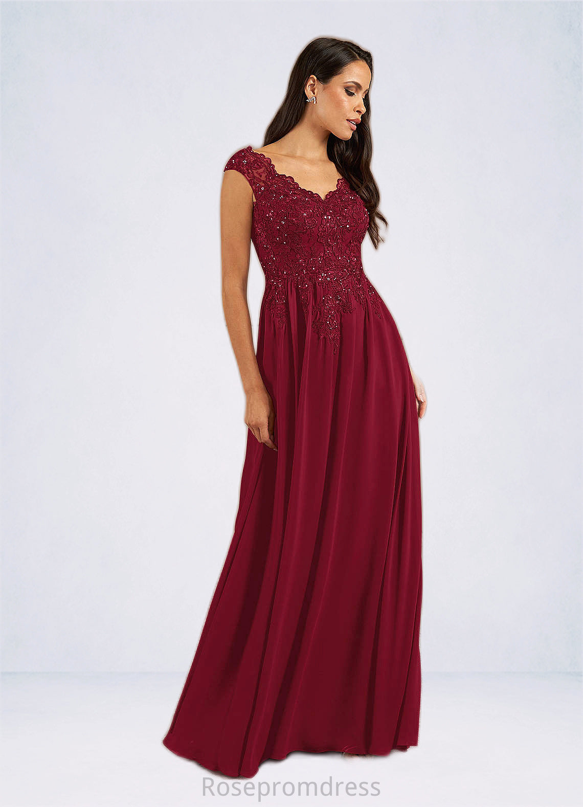 Julia A-Line Sequins Chiffon Floor-Length Dress SRSP0019842