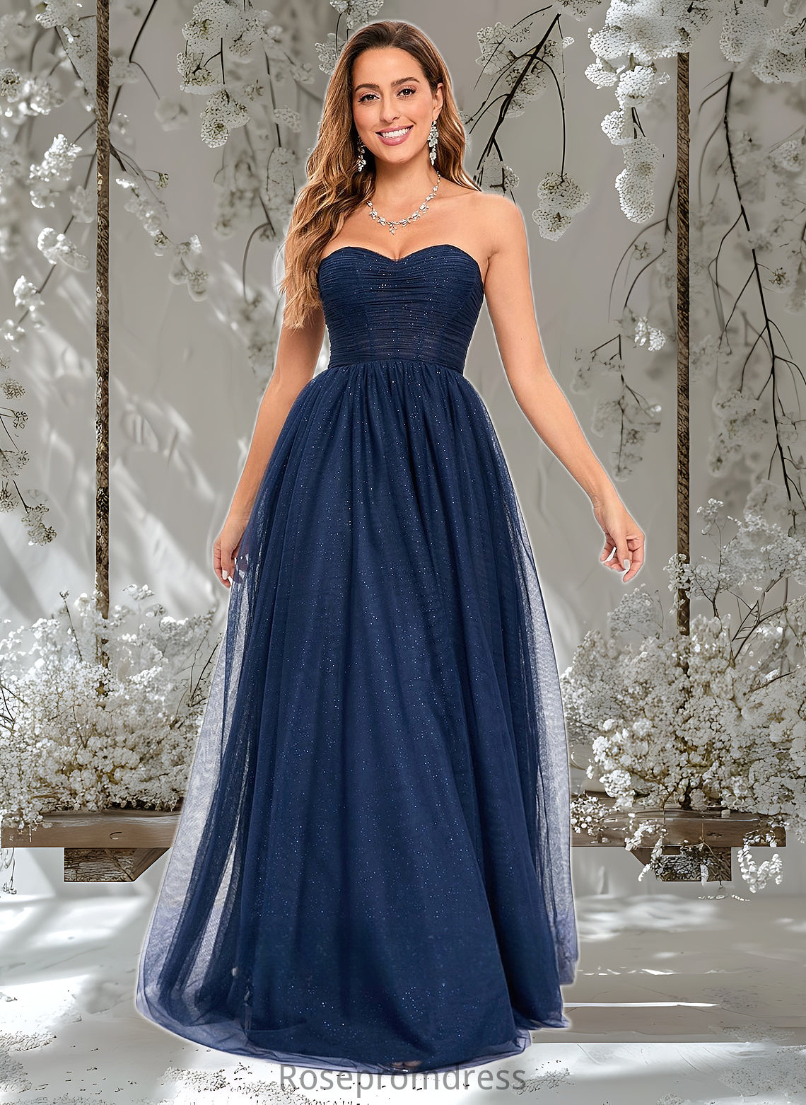 Teresa Ball-Gown/Princess Sweetheart Sweep Train Tulle Prom Dresses With Beading Sequins DSP0025848