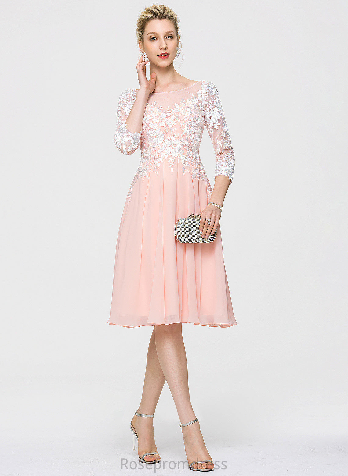 Chiffon Wedding Dresses Neck Dress Scoop Avery Knee-Length Wedding
