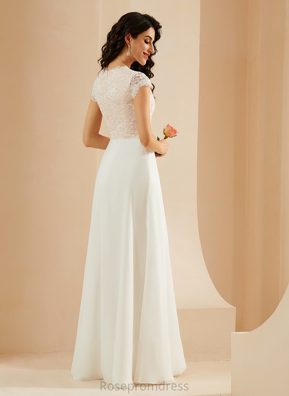 A-Line Bryanna Lace Wedding Dresses Floor-Length Neck With Scoop Dress Wedding