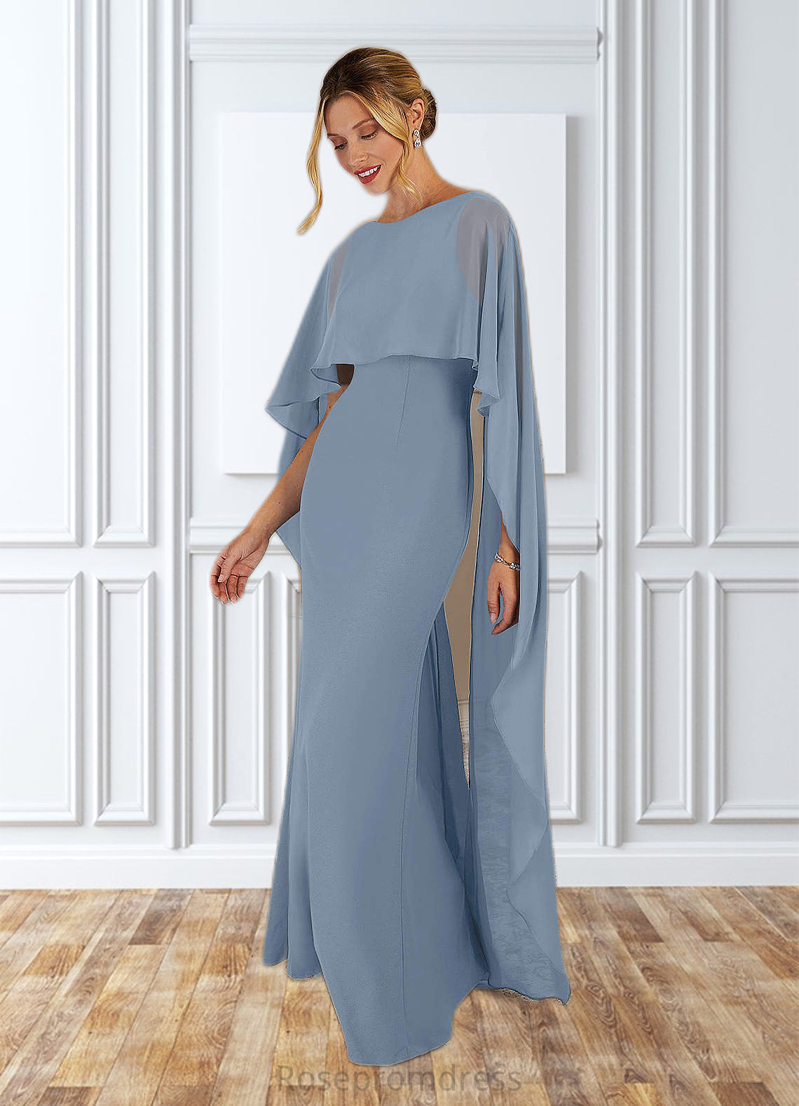 Rosa Sheath Chiffon Floor-Length Dress SRSP0019827