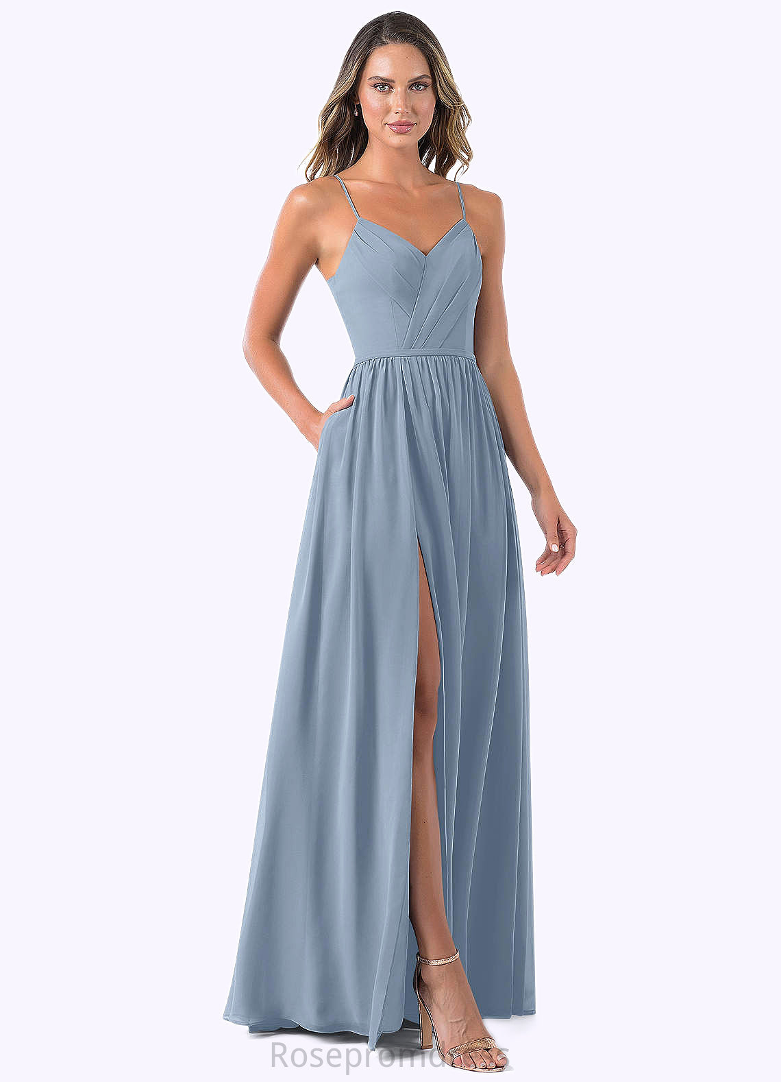 Aurora A-Line Pleated Chiffon Floor-Length Dress SRSP0019597