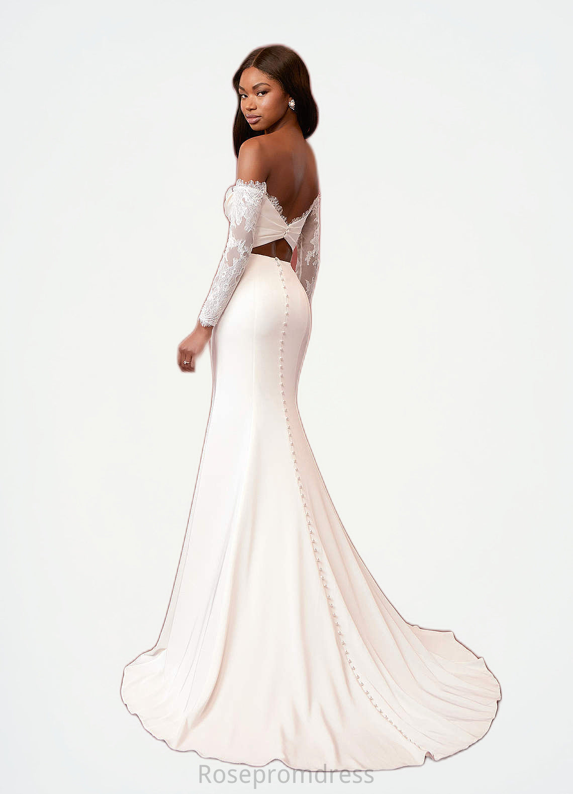 Ruth Mermaid Sequins Crepe Back Satin Chapel Train Dress SRSP0020050