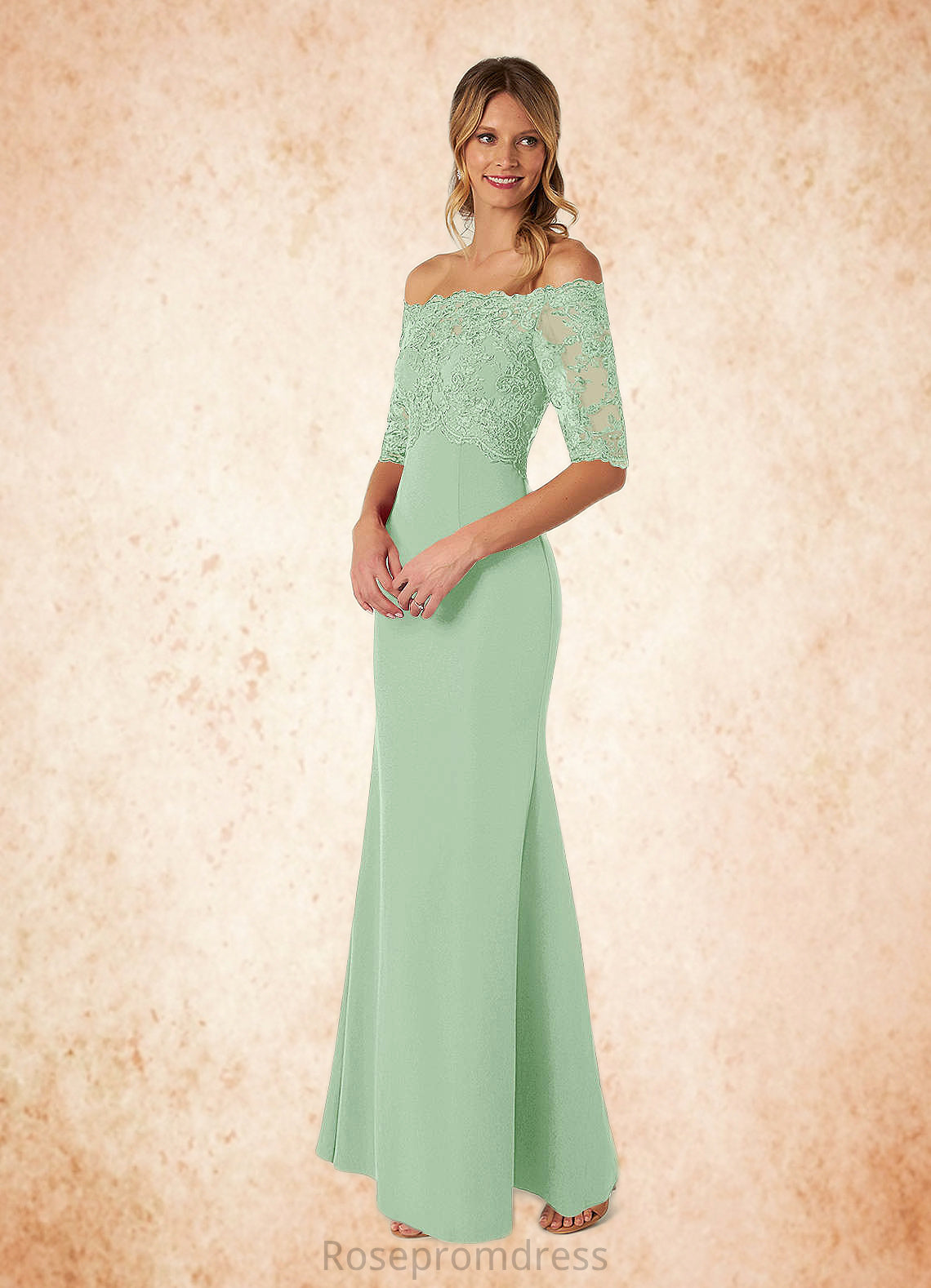 Cameron Mermaid Off the Shoulder Lace Floor-Length Dress SRSP0019919