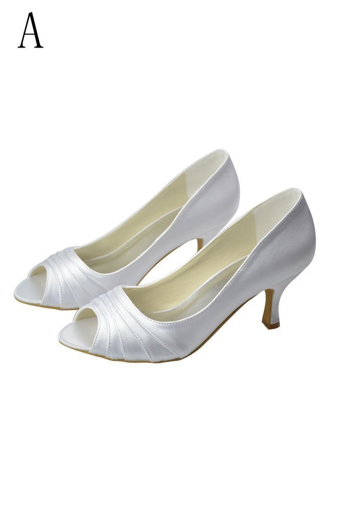 Beautiful White Peep Toe High Heel Handmade Comfy Wedding SRS11184