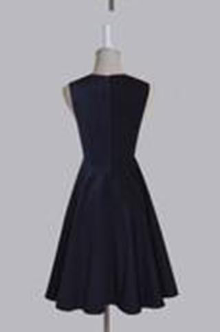 Simple Sweetheart Sleeveless Tea-Length Ruched Dark Navy Taffeta Homecoming Dresses RS459