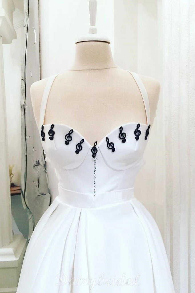 Sexy A Line Satin Sweetheart Slit Appliques Prom Dresses, Evening Formal Dresses SRS15592