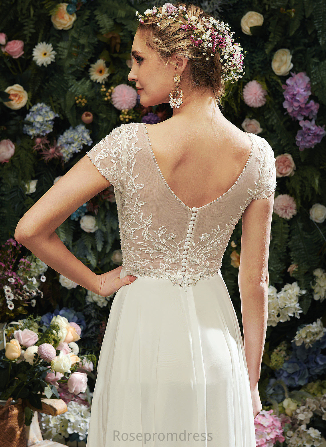 Beading Wedding Lace Dress Sequins Carina Wedding Dresses A-Line Floor-Length With V-neck