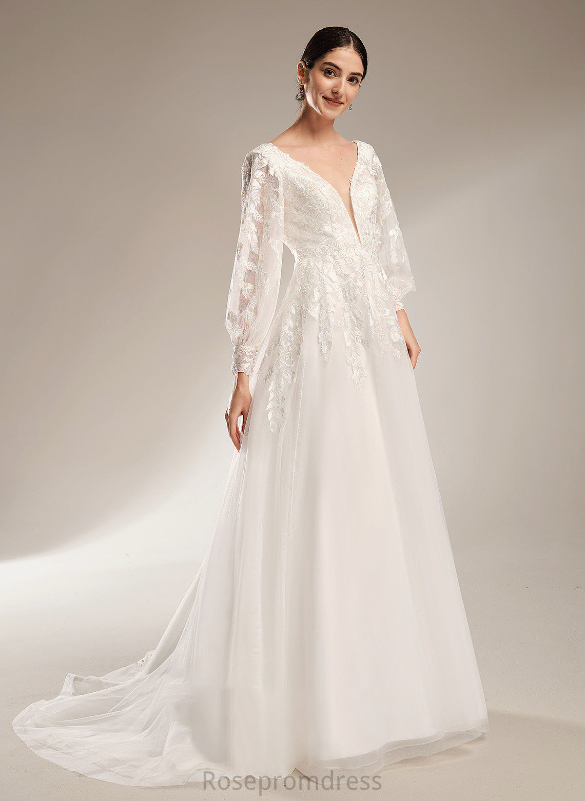 Eva With Sequins V-neck Chapel Wedding Train Wedding Dresses Dress Ball-Gown/Princess
