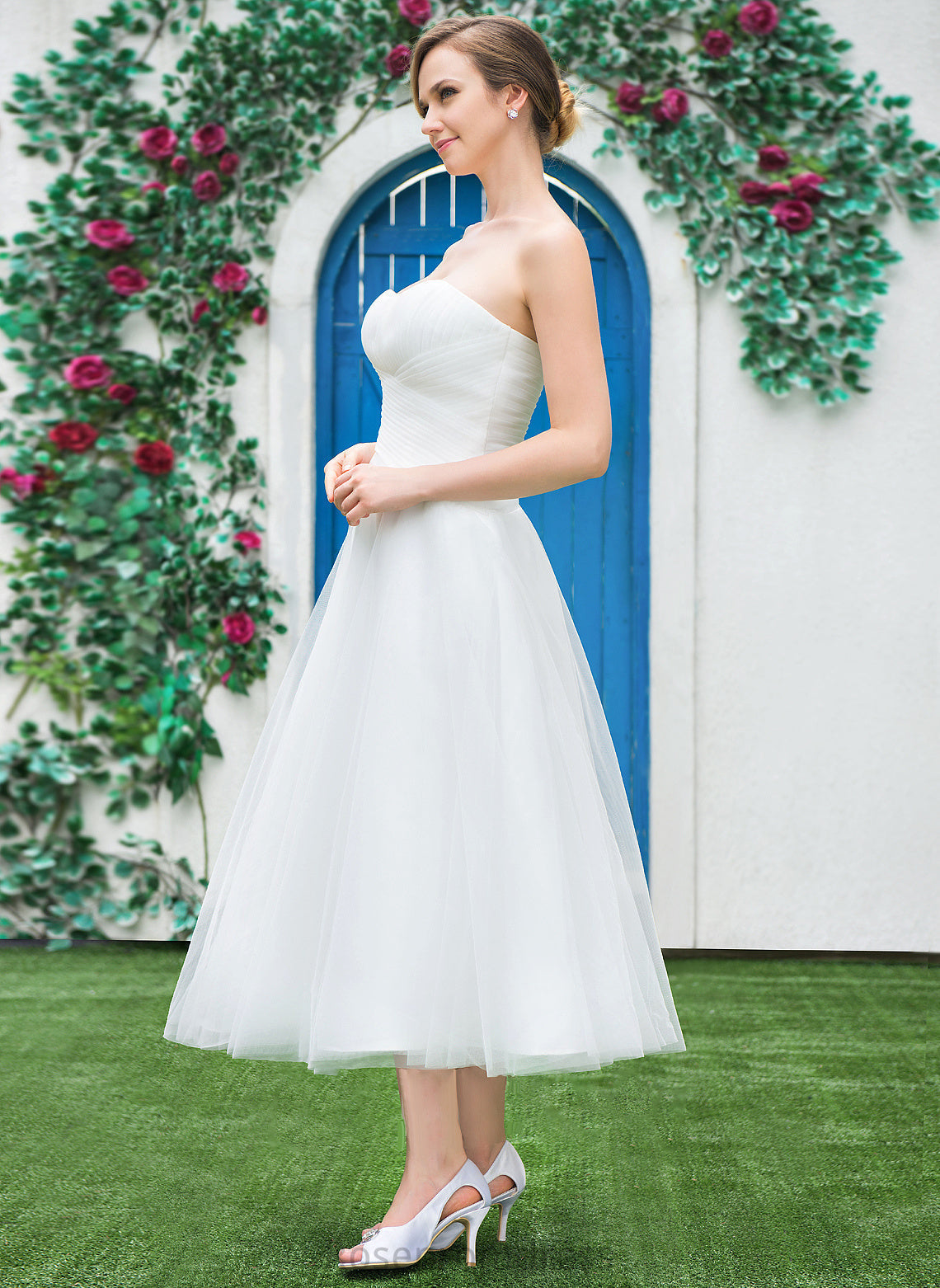 Dress Tea-Length With Wedding Sweetheart A-Line Wedding Dresses Marin Ruffle Tulle