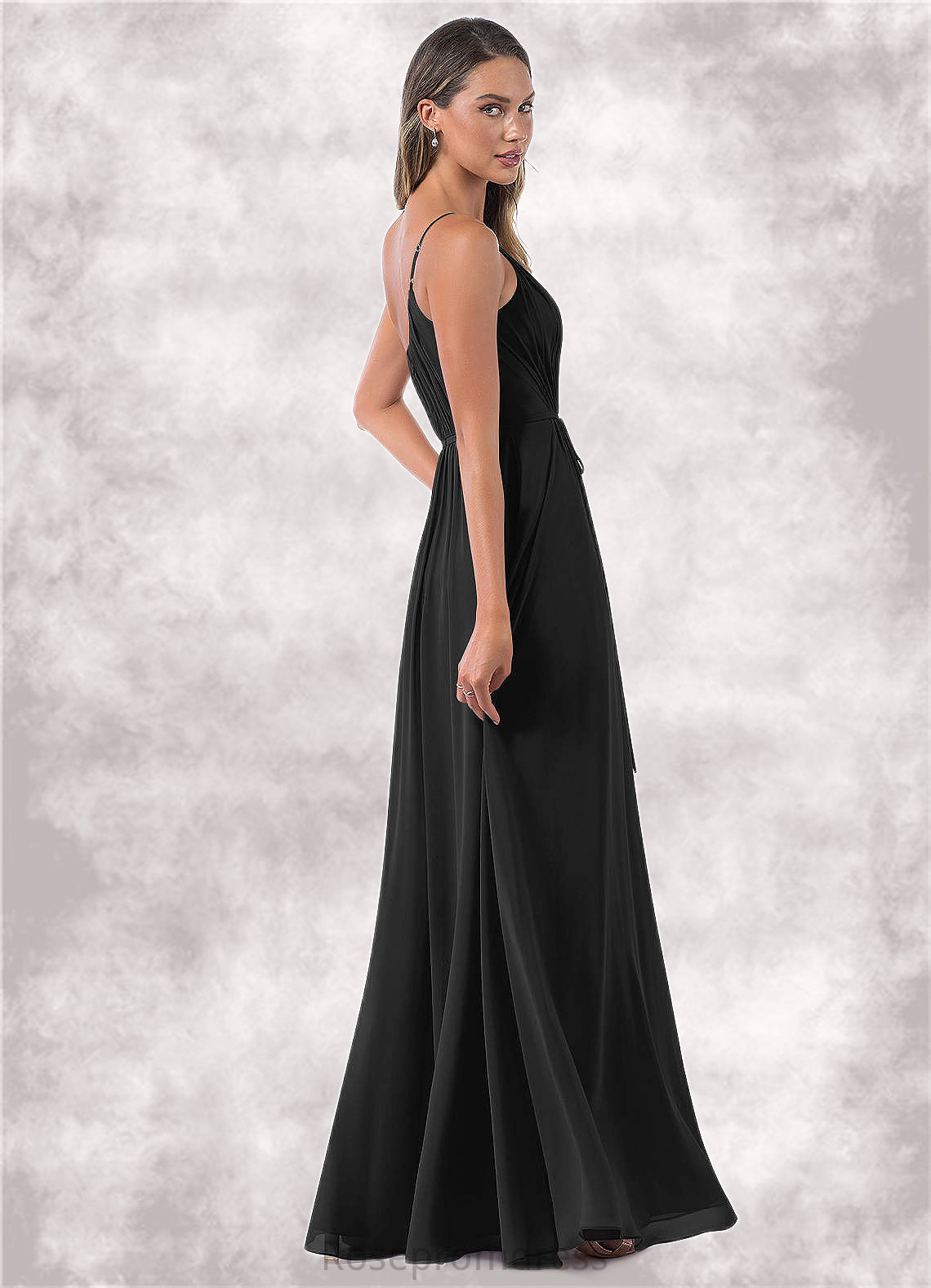 Quintina A-Line One Shoulder Chiffon Floor-Length Dress SRSP0019659