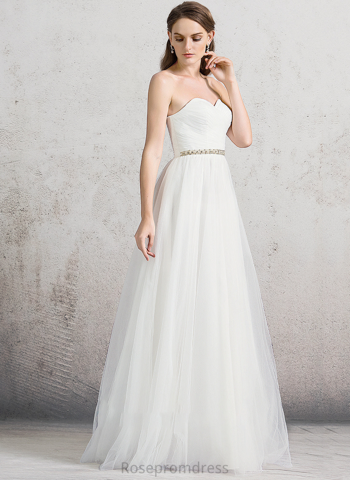 Dress Floor-Length Wedding With Wedding Dresses Sweetheart Tulle Yoselin A-Line Ruffle Beading