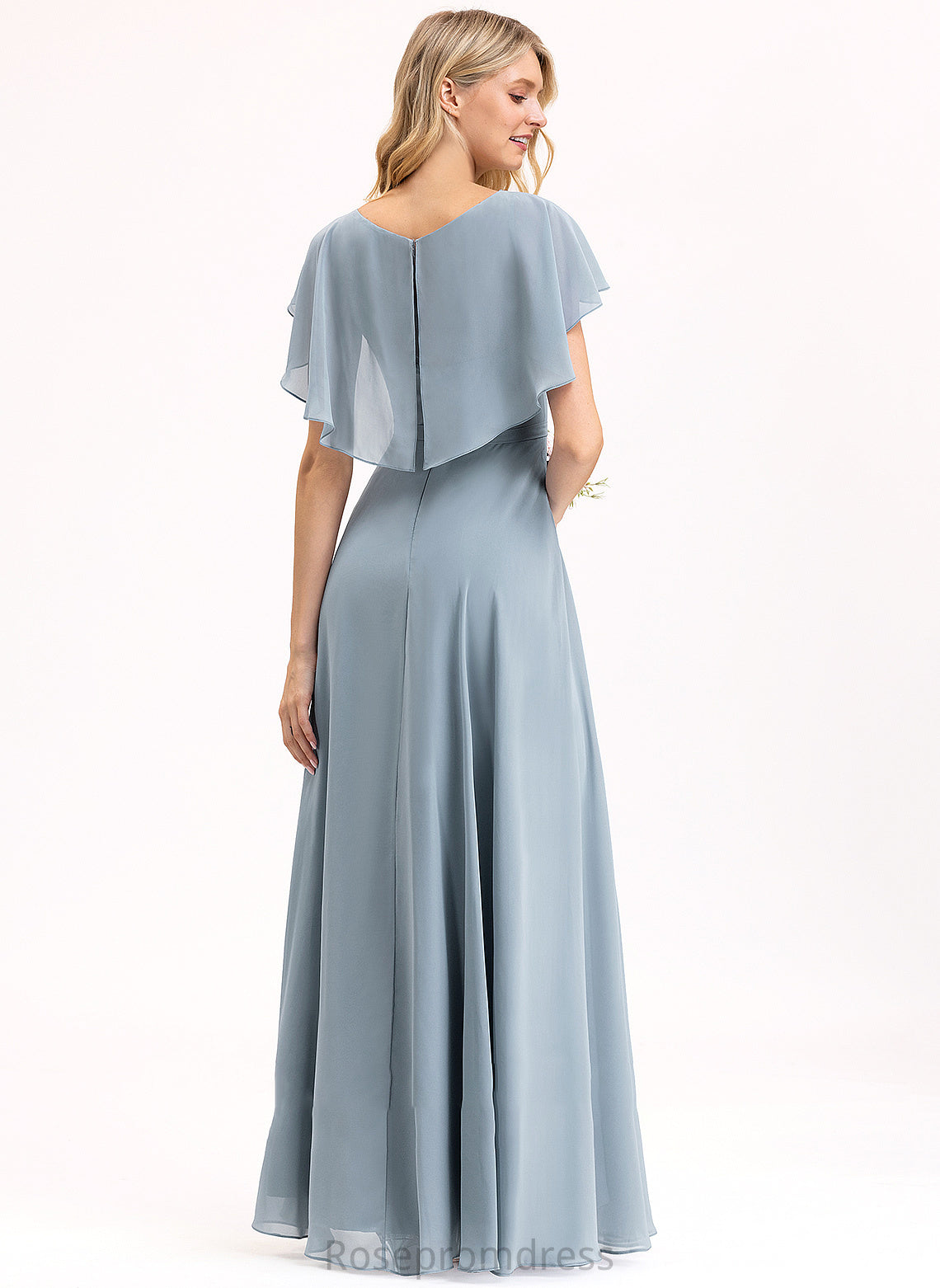 Embellishment CascadingRuffles A-Line V-neck Length Neckline Fabric Floor-Length Silhouette Kara Spaghetti Staps A-Line/Princess Bridesmaid Dresses