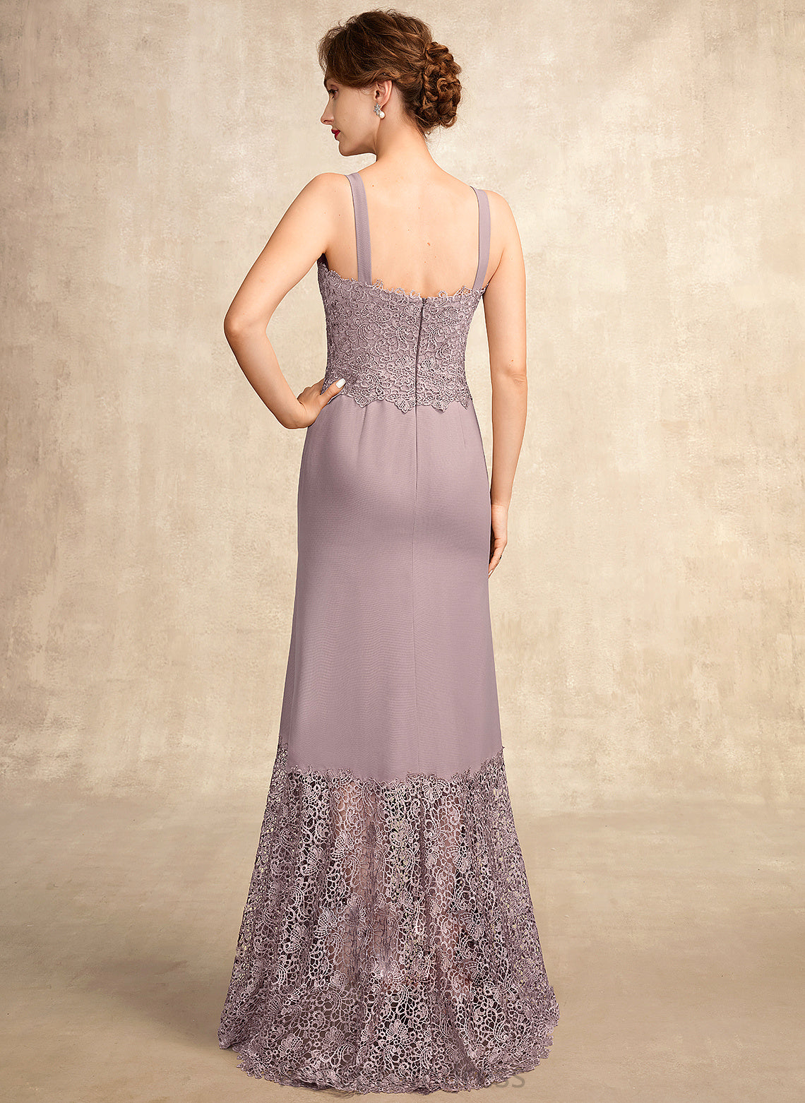 Mother Lace Square Mckenna Trumpet/Mermaid Chiffon Bride Dress of Asymmetrical the Mother of the Bride Dresses Neckline