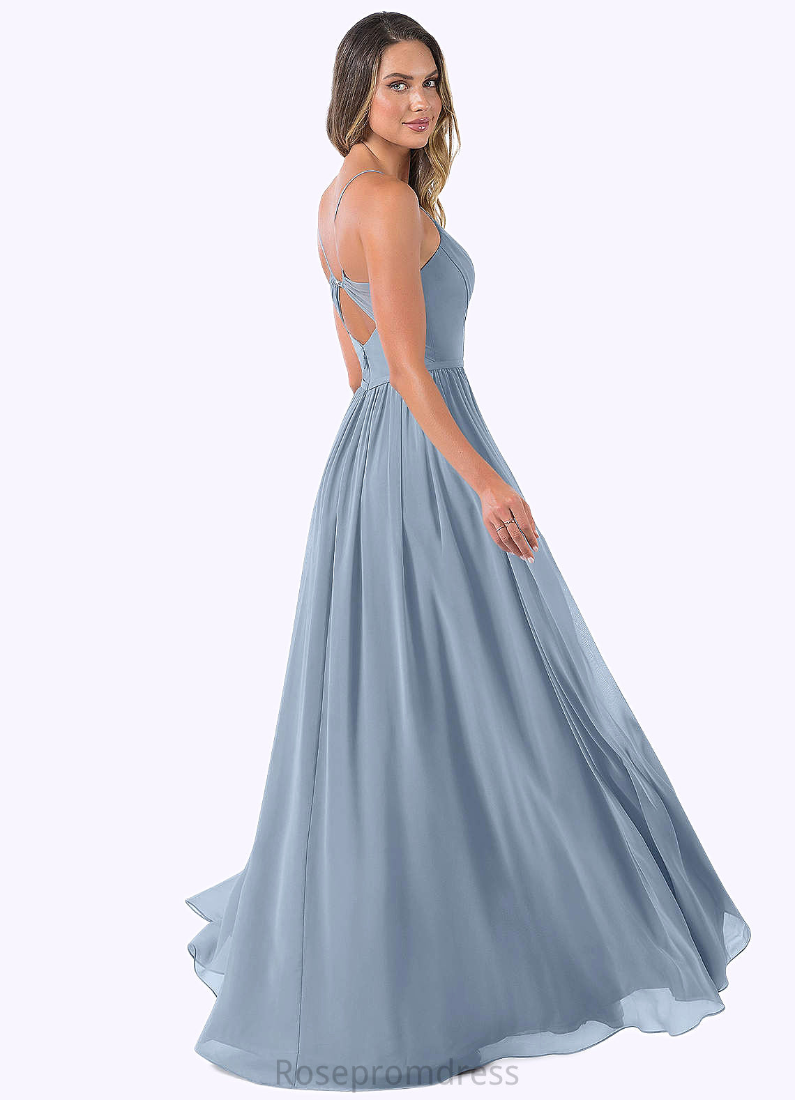 Aurora A-Line Pleated Chiffon Floor-Length Dress SRSP0019597