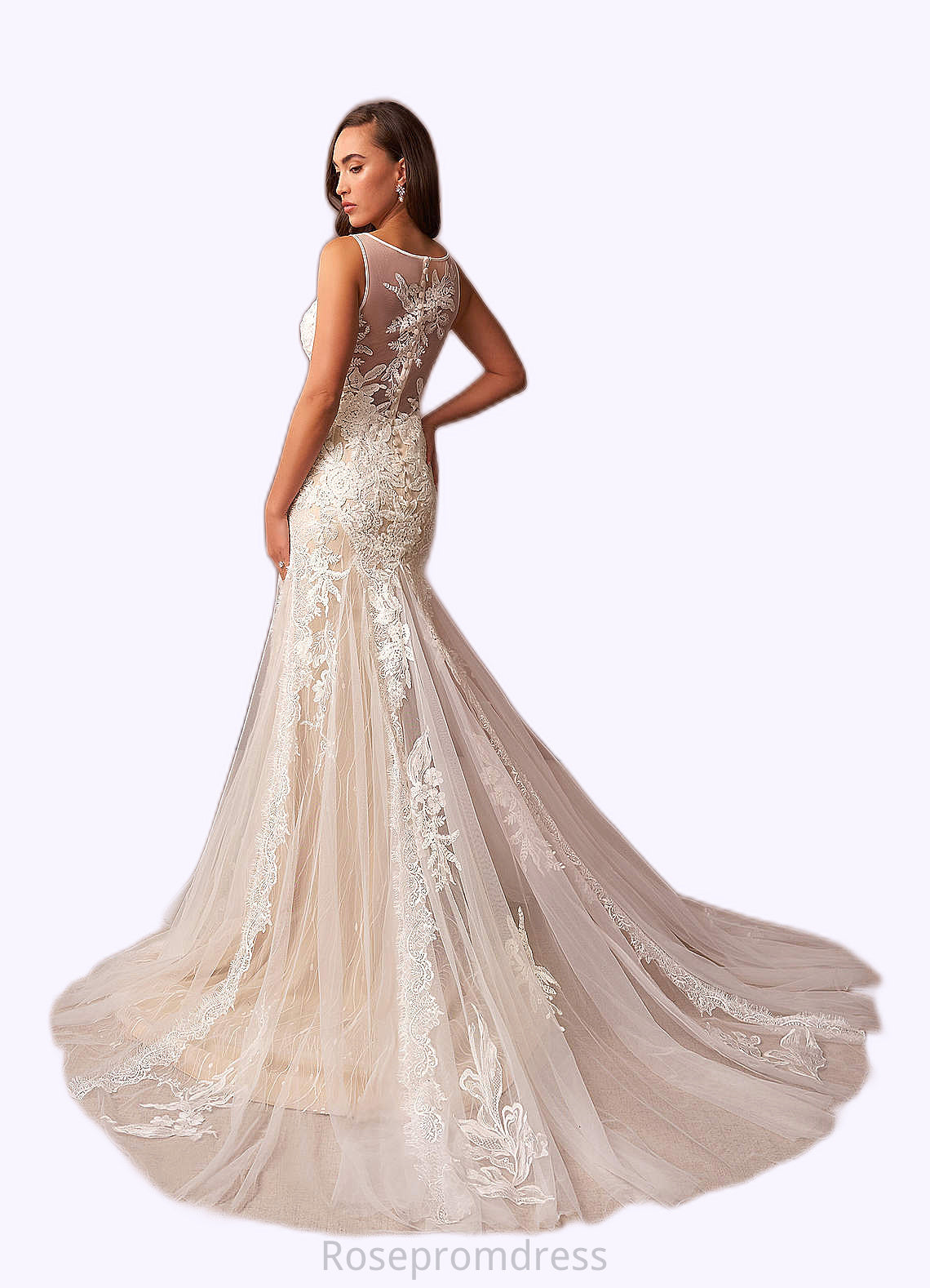 Laylah Mermaid Sequins Tulle Chapel Train Dress SRSP0020058