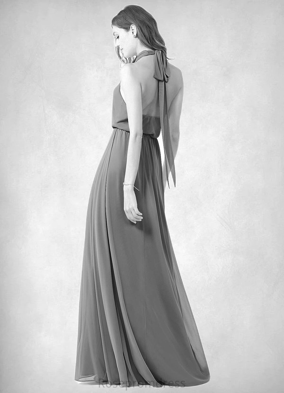 Jaelyn A-Line Pleated Mesh Floor-Length Dress SRSP0019674