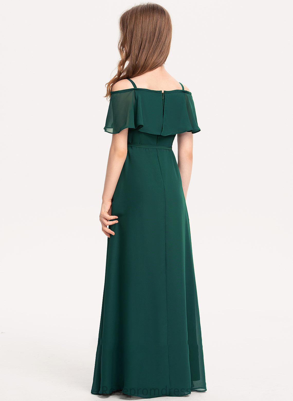 Floor-Length A-Line Junior Bridesmaid Dresses Bow(s) Chiffon With Kayley Off-the-Shoulder