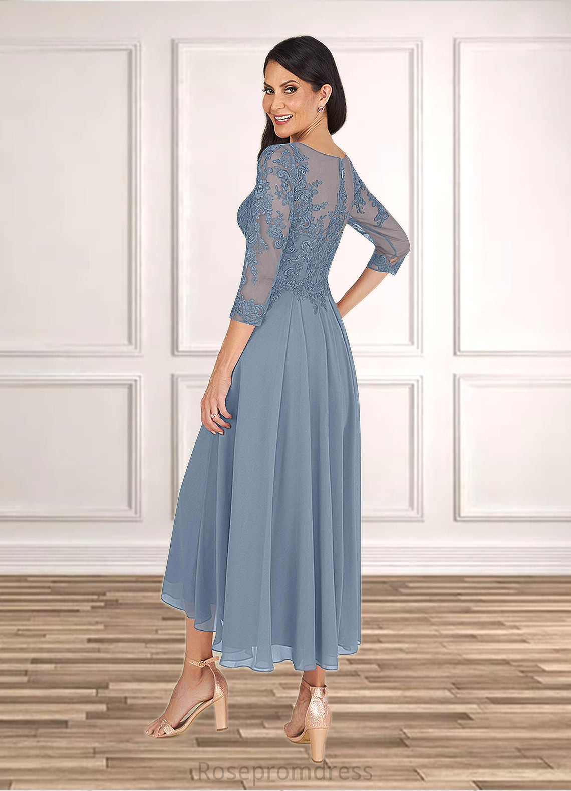 Hadassah A-Line Lace Tea-Length Dress SRSP0019829