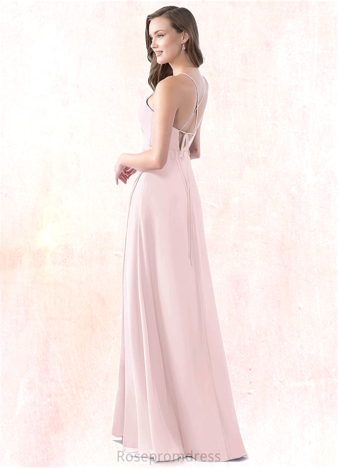 Paulina A-Line Pleated Chiffon Floor-Length Dress SRSP0019761