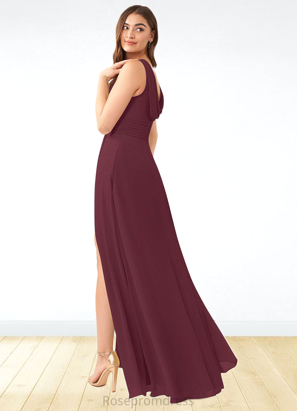 Alice A-Line Pleated Chiffon Floor-Length Dress SRSP0019671