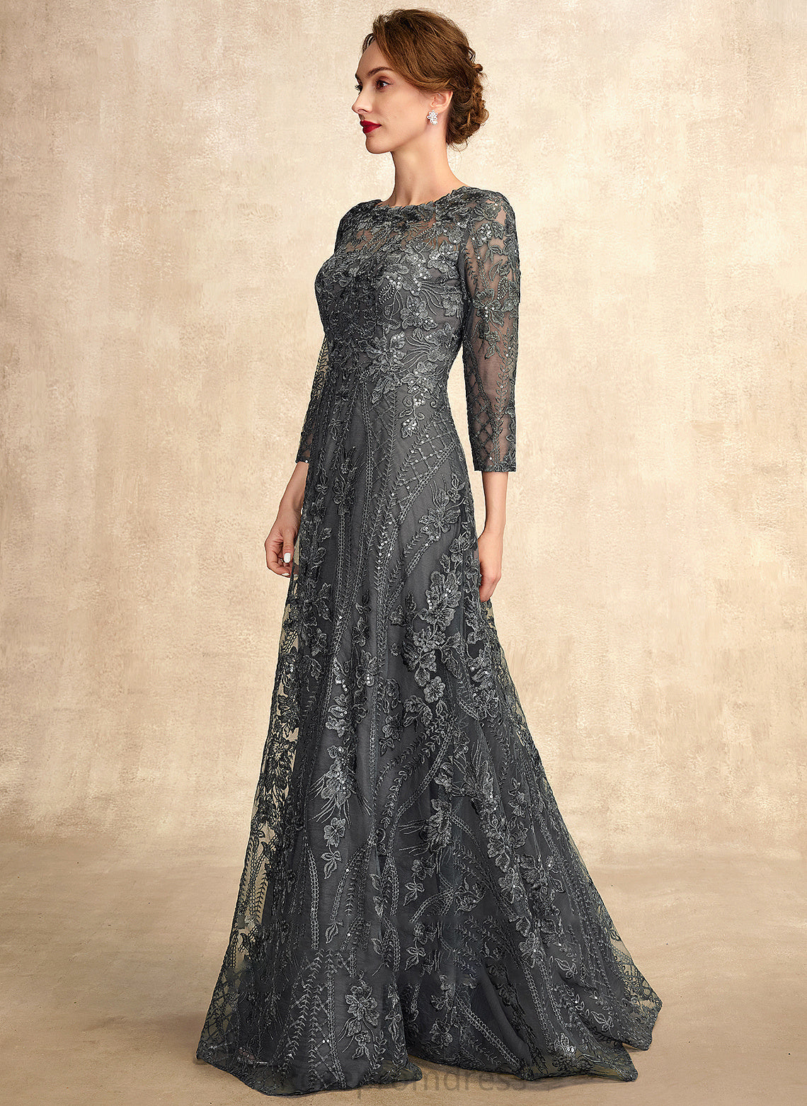 Mother of the Bride Dresses Lace Bride the Scoop of Neck Dress With Floor-Length Avah Sequins A-Line Mother