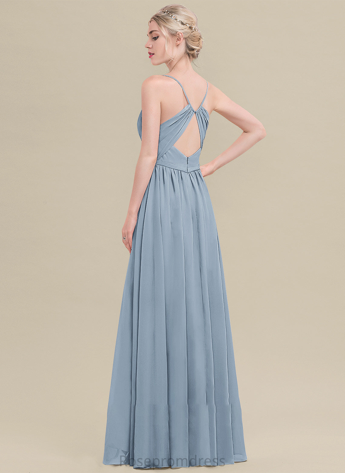 Sweetheart Ruffle A-Line Length Embellishment SplitFront Floor-Length Fabric Neckline Silhouette Abbie Straps Bridesmaid Dresses