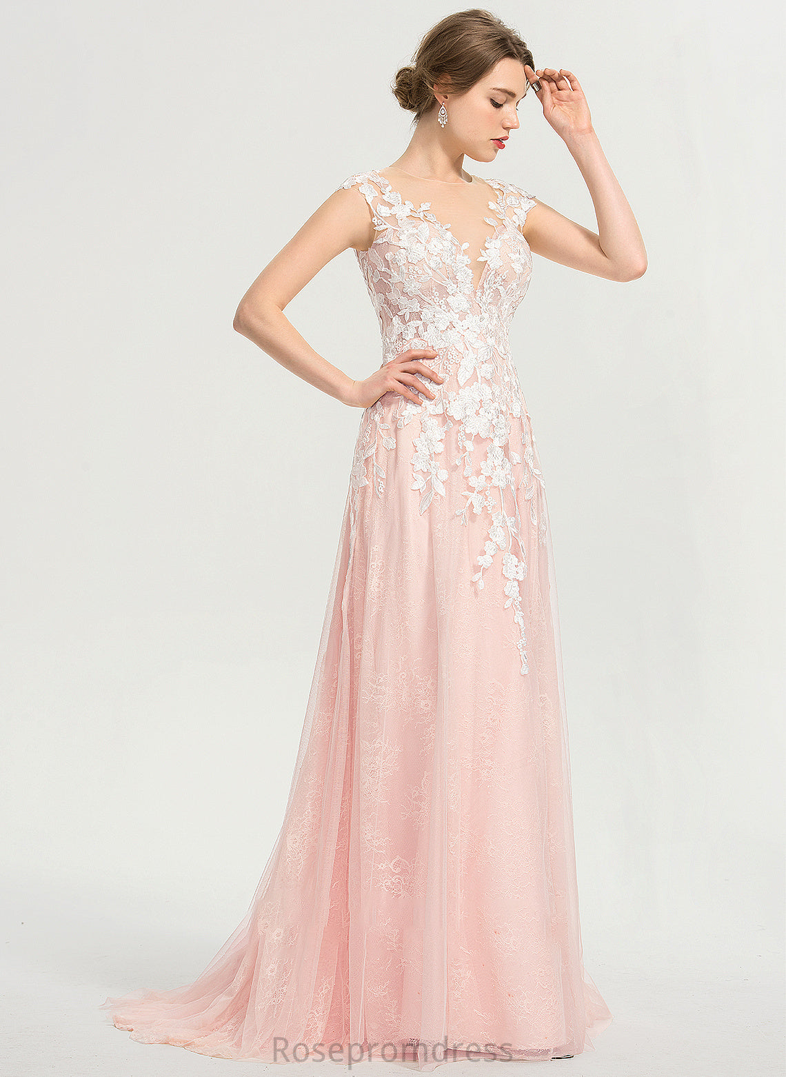 Dress A-Line Neck Wedding Scoop Wedding Dresses Nell Sweep Train Tulle