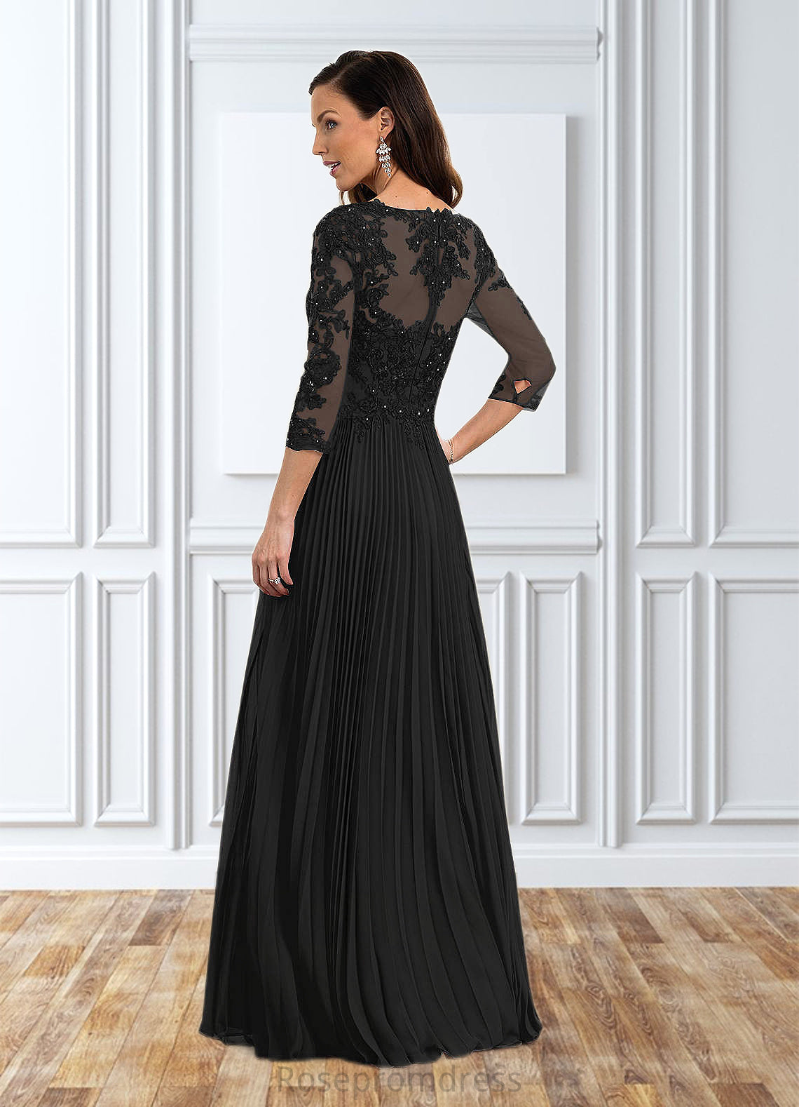 Jane A-Line Sequins Chiffon Floor-Length Dress SRSP0019885