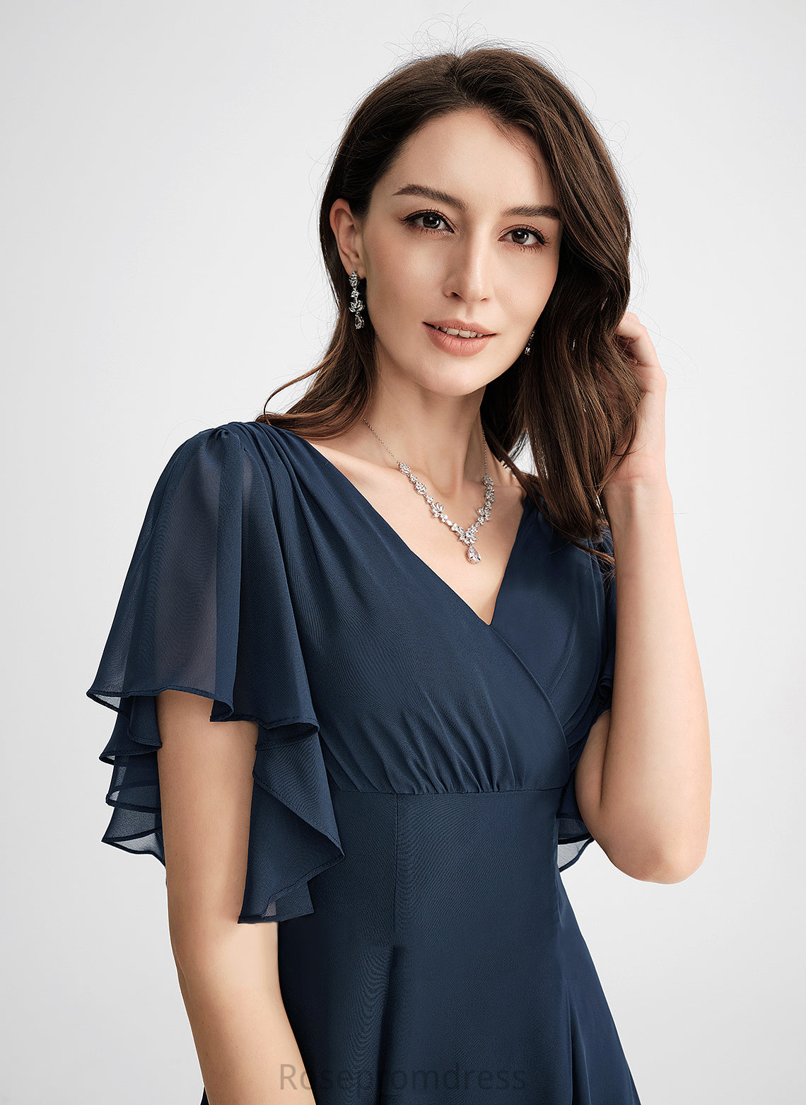 Chiffon Glenda A-Line Cocktail Cocktail Dresses Knee-Length Dress V-neck