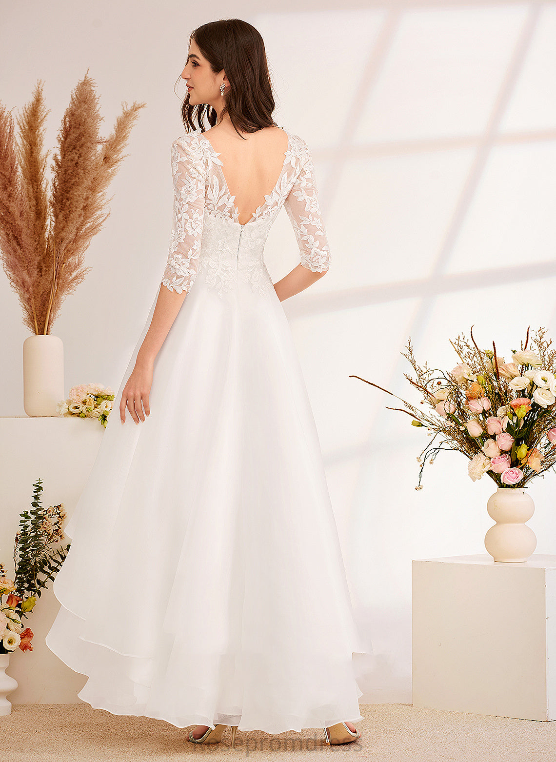 Dress Wedding Dresses Sequins With Beading Asymmetrical Samantha V-neck A-Line Wedding