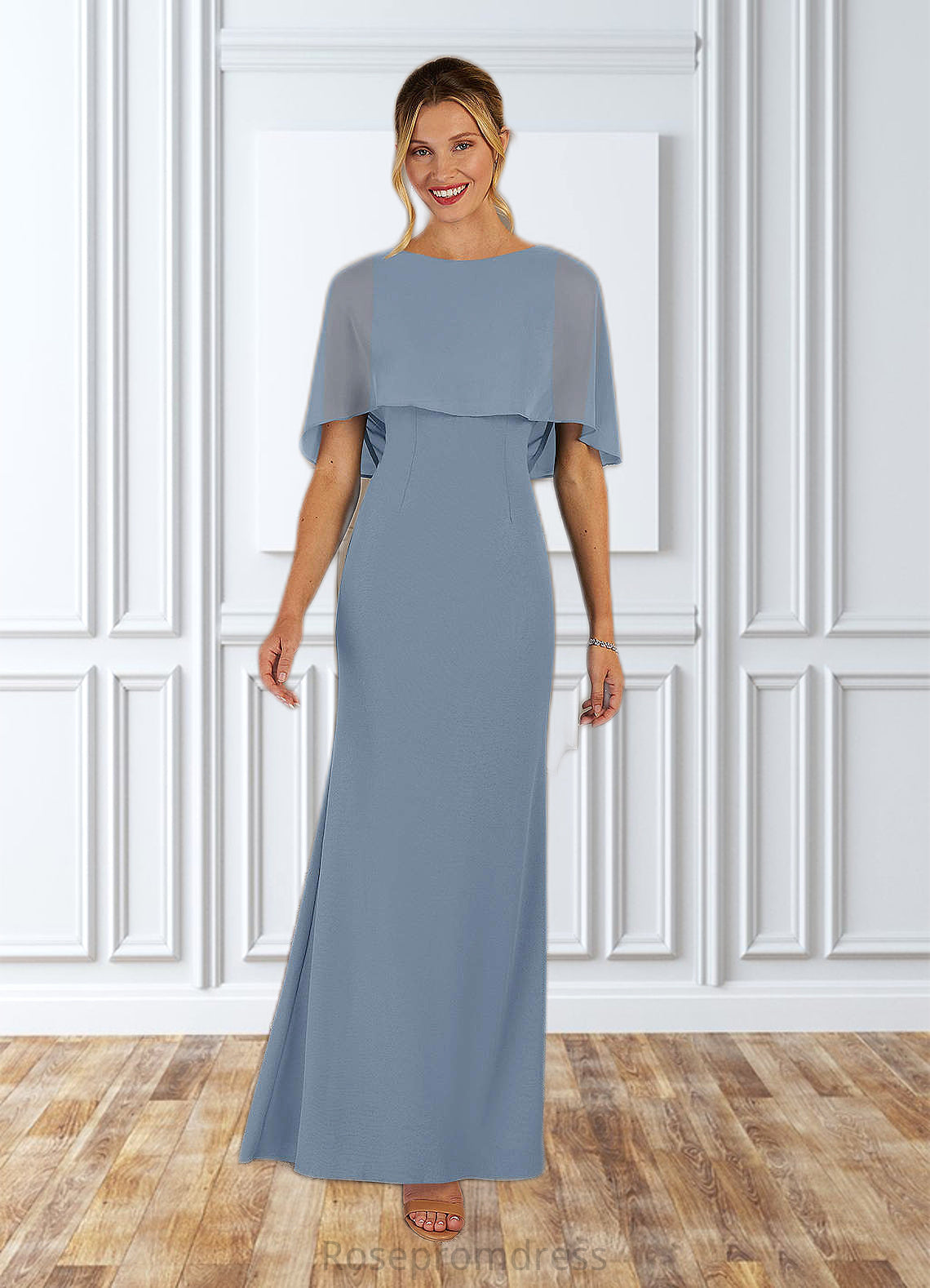 Rosa Sheath Chiffon Floor-Length Dress SRSP0019827