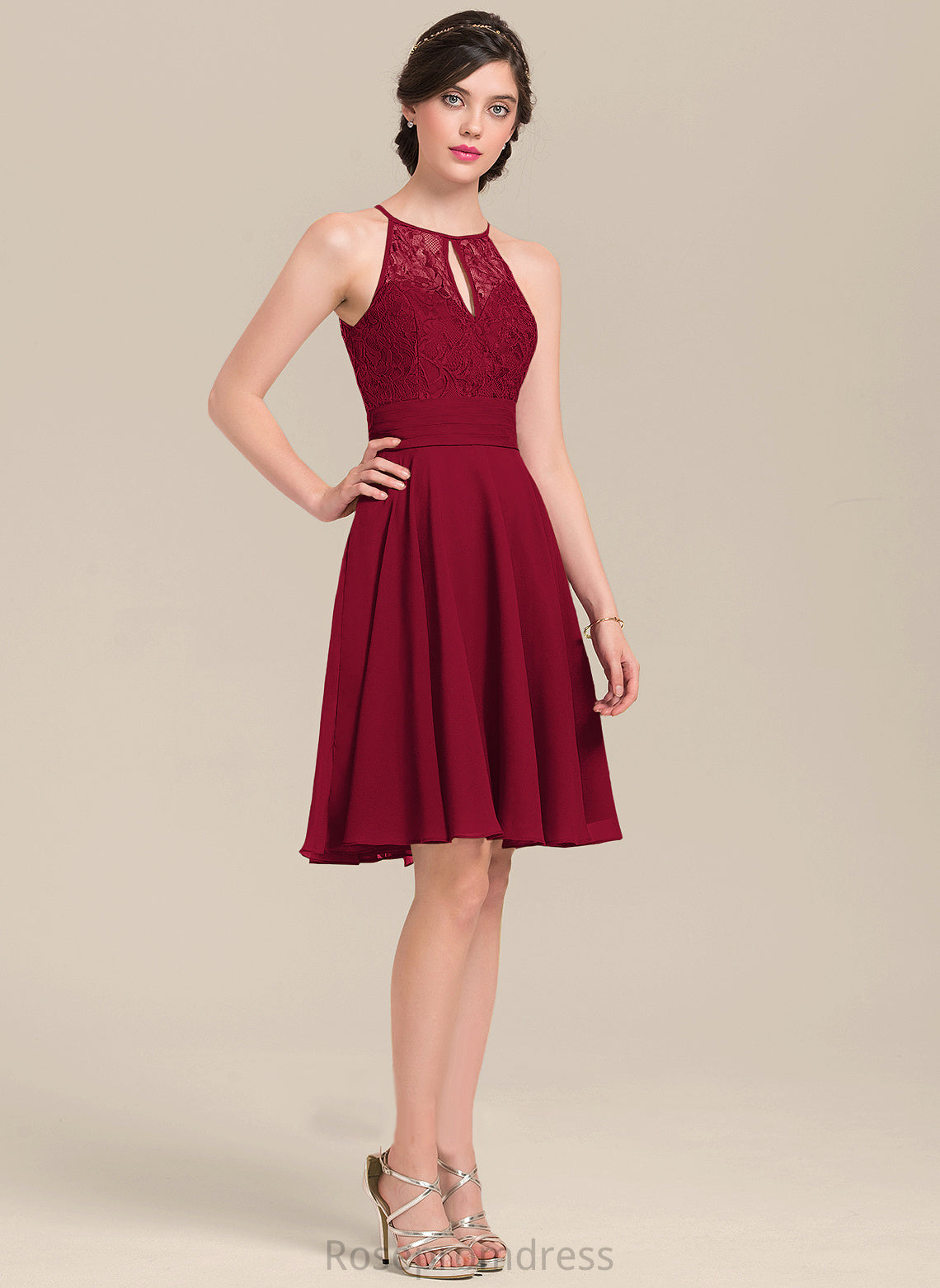 Embellishment Fabric Knee-Length Bow(s) ScoopNeck Silhouette A-Line Length Neckline Ruffle Talia A-Line/Princess Bridesmaid Dresses