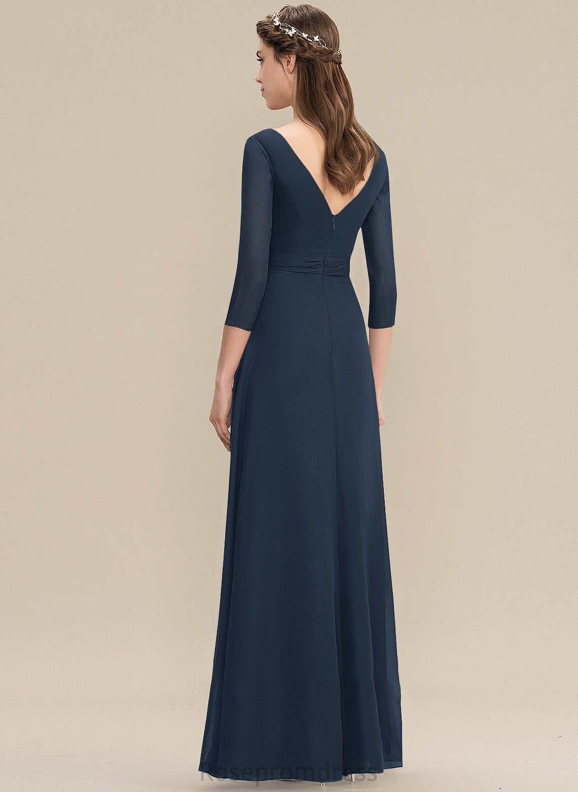 Floor-Length Ruffle V-neck Length Silhouette Embellishment Fabric Bow(s) Neckline A-Line Arielle Floor Length Bridesmaid Dresses
