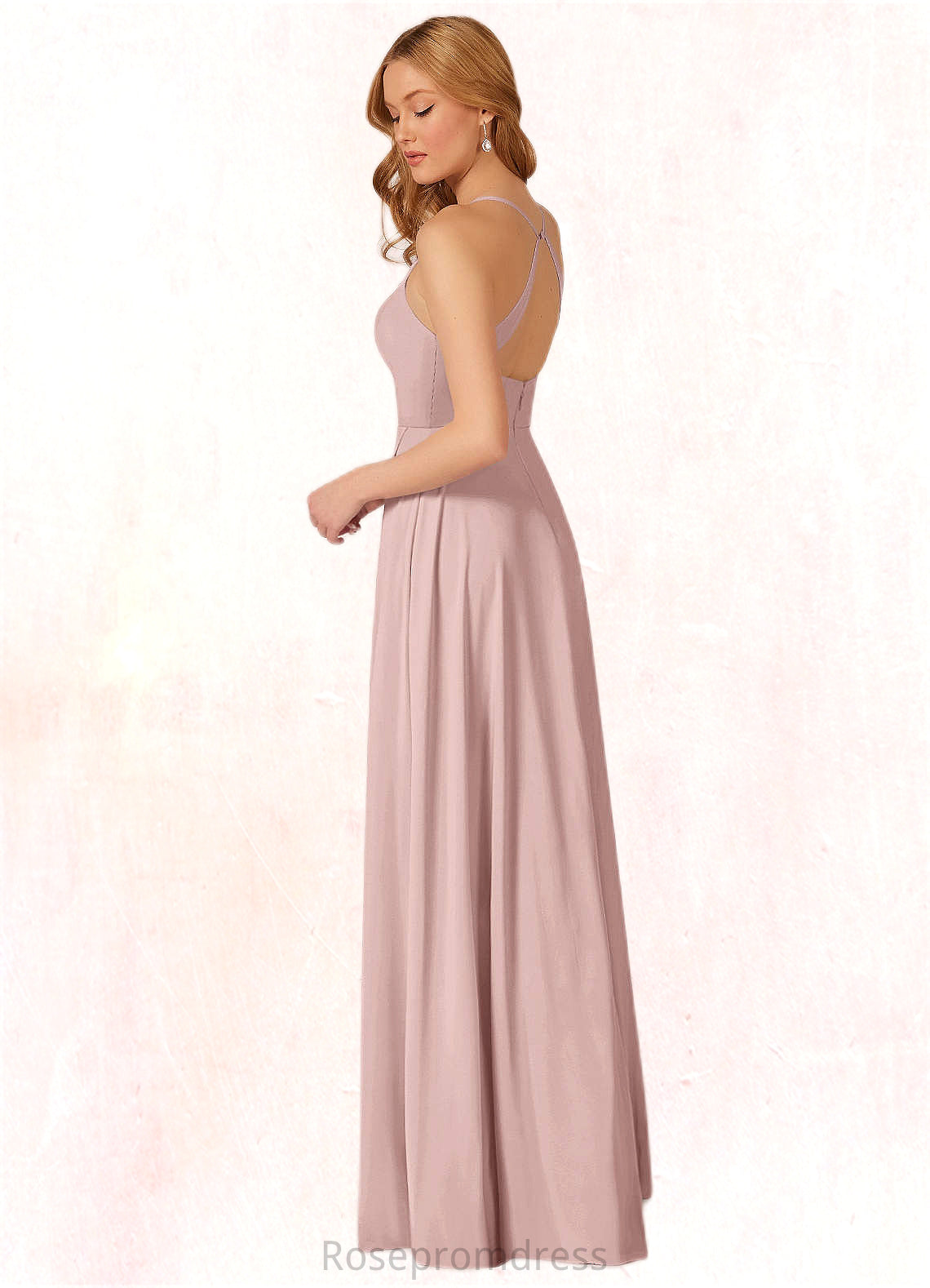 Miya A-Line Stretch Chiffon Floor-Length Dress SRSP0019710