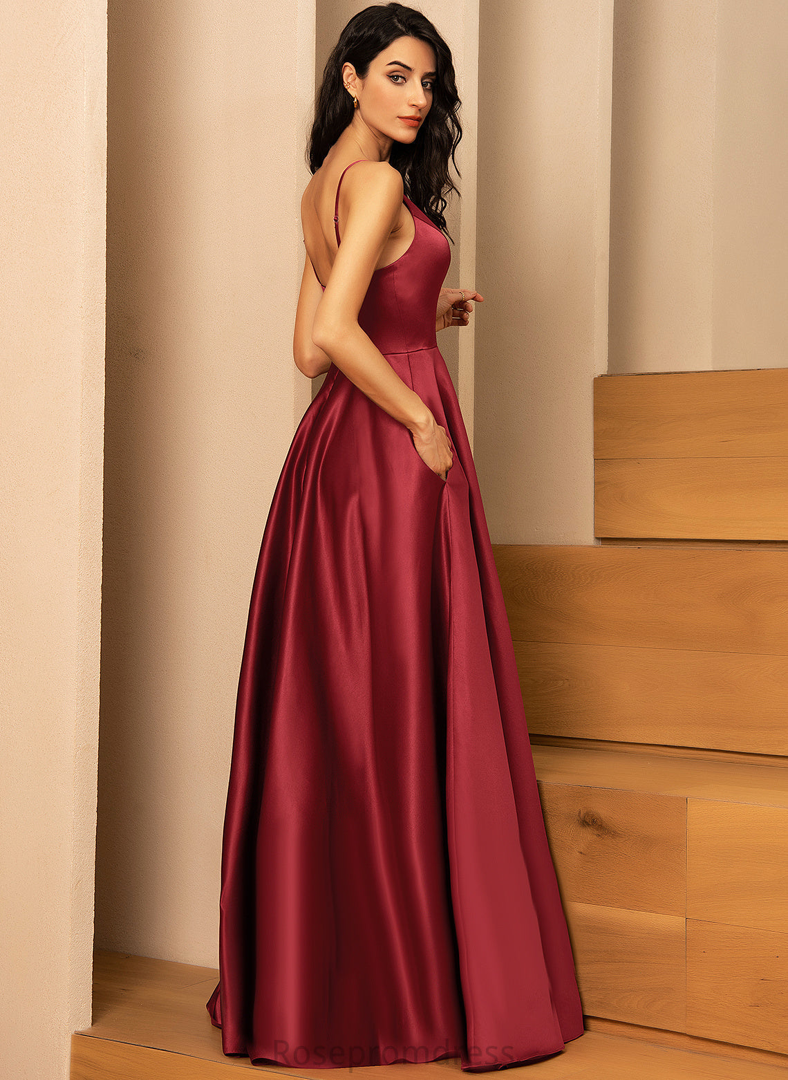 Prom Dresses Floor-Length Aiyana V-neck A-Line Satin