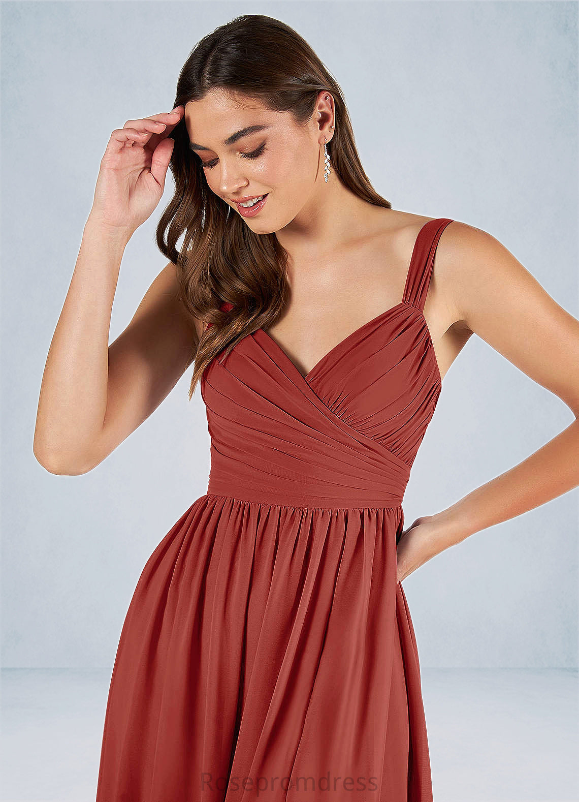 Audrey A-Line Pleated Chiffon Floor-Length Dress SRSP0019643