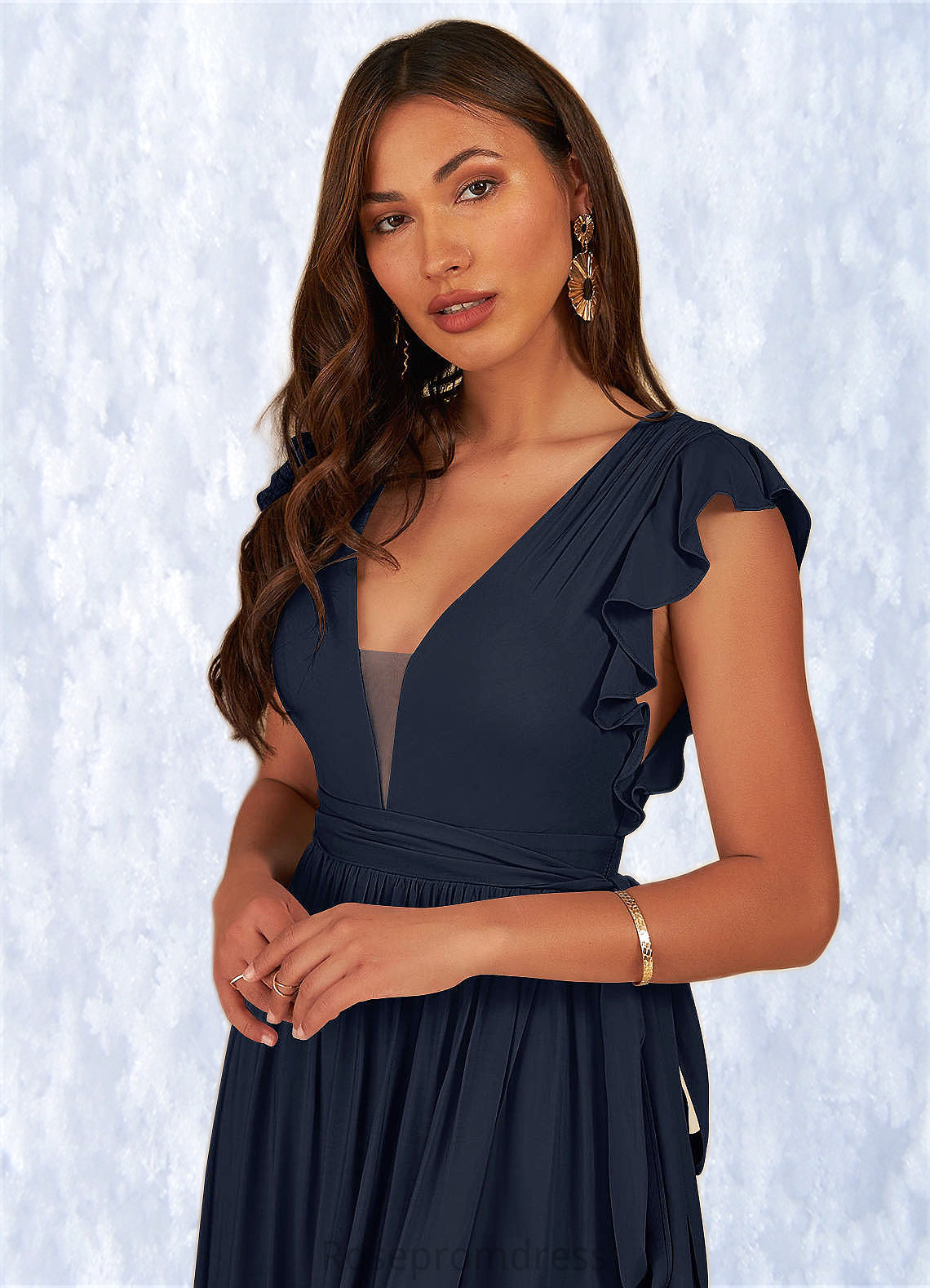 Urania A-Line Pleated Viscose Floor-Length Dress SRSP0019727